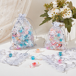 80 шт. 2 стильных мешочка из органзы с принтом в виде сердца&nbsp;OP-BBC0001-04A