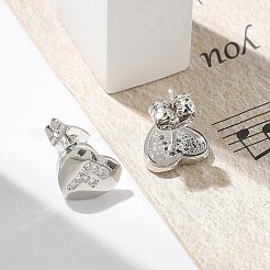 Серьги-гвоздики из латуни с микропаве из прозрачного кубического циркония EJEW-K299-01P-F