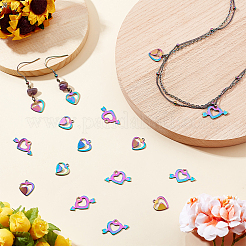 60 шт. 2 подвески из нержавеющей стали 304 в радужном цвете с покрытием на стойке&nbsp;STAS-DC0008-42