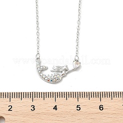 Латунные микропаве кубические цирконии сердце русалка кулон ожерелья для женщин&nbsp;NJEW-S441-07A-P