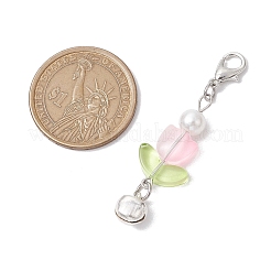 ガラスのチューリップペンダント装飾  キーホルダー用合金製ロブスター クロー クラスプ チャーム  財布  バックパック飾り  ミックスカラー  53.5mm  2個/セット&nbsp;HJEW-JM02539