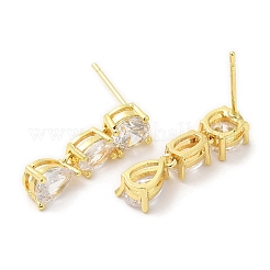 Pendientes tipo lágrima de latón chapado en estante con rhinestone de cristal para mujer&nbsp;EJEW-D059-11G