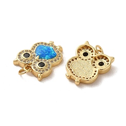 Латунь микропаве циркония с подвесками из синтетического опала&nbsp;KK-D096-14G