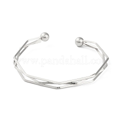 Не тускнеющие браслеты-манжеты из нержавеющей стали 304 с одной линией для женщин&nbsp;BJEW-S155-01P