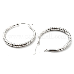 変色しない304ステンレススチールの溝付きフープピアス  ステンレス鋼色  40x4mm&nbsp;EJEW-B023-18P