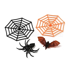 6 шт. 6-цветная пластиковая модель паука и летучей мыши с паутиной DJEW-K032-03