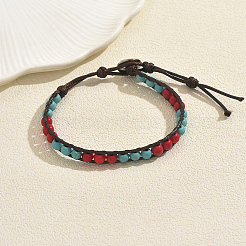 Браслеты из синтетической бирюзы с круглыми бусинами LL2298