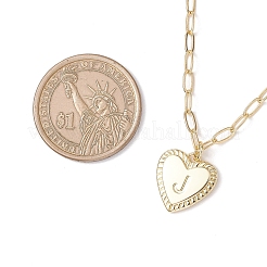 Сердце с буквой латунный кулон скрепка цепочка ожерелья&nbsp;NJEW-JN05379-03