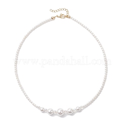 Ожерелья из круглых ракушечных жемчужин и гальванизированного стекла с градуированными бусинами&nbsp;NJEW-JN05747