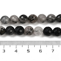 Нити бусин из натурального черного рутилированного кварца G-R447-8mm-03-01