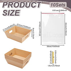 Sachets d'emballage de bonbons rectangulaires en cellophane transparent avec plateau en papier trapézoïdal et ruban&nbsp;AJEW-WH0434-79