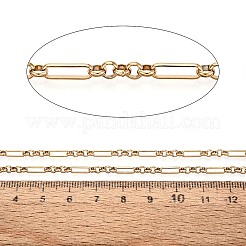 304ステンレススチール長方形リンクチェーン  ハンダ付け  スプールで  イオンプレーティング（ip）  長持ちメッキ  18KGP本金メッキ  8.5x2.5x1mm  約65.62フィート（20m）/ロール  リンク：3x1mm&nbsp;CHS-Q009-16B-G