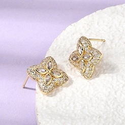 Boucles d'oreilles en laiton avec zircone cubique de micro pave&nbsp;KK-CBA8324-25G-02