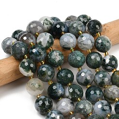Природные моховой агат бисер нитей G-C249-A08-16mm
