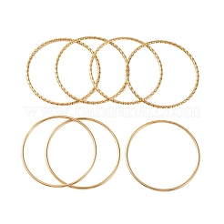 7個PVD真空メッキ304ステンレススチールリングバングルセット女性用  ゴールドカラー  2mm  内径：2-1/8インチ（5.5cm）&nbsp;BJEW-A011-14A-G