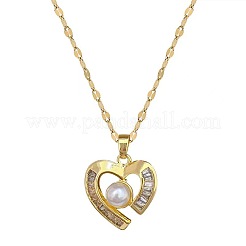 Ожерелья с подвеской в виде сердца из латуни с прозрачным кубическим цирконием FS-WG0F9B0-03