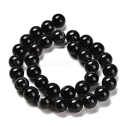 天然石黒瑪瑙ビーズ連売り  ラウンド  染め＆加熱  12mm  穴：1.5mm  約32~33個/連  14.96~15.35''（38~39センチメートル）&nbsp;G-NH0020-B01-02