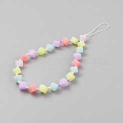アクリルナイロンロープ携帯ストラップ  カラフル  253mm  ビーズ：直径4mm&nbsp;HJEW-WH0816-001B