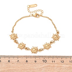 304ステンレススチールサンリンクブレスレット  女性用カーブチェーンブレスレット  ゴールドカラー  6-5/8インチ（16.8cm）&nbsp;BJEW-K293-06B-G