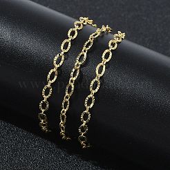 Colliers à maillons ovales texturés en laiton de 3 mm pour femmes&nbsp;KK-CBA2293-13G