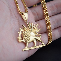 Цепочки-подвески из нержавеющей стали 304 с подвесками в виде льва и солнца&nbsp;FS-WG8084C-02
