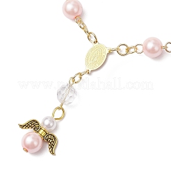 Круглые бусины из окрашенного в тибетском стиле перламутрового стекла с бусинами в виде крыльев феи BJEW-JB11776