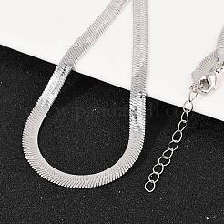 6 мм плоские ожерелья-змейки из нержавеющей стали 201 для женщин и мужчин NJEW-Z089-02P