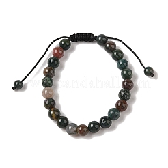 Bracelets de perles tressées en agate indienne naturelle ronde de 8 mm&nbsp;BJEW-C067-01B-27