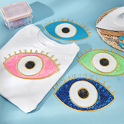 4 Stück 4 Farben Böse Augen Polyester Pailletten Applikationen&nbsp;PATC-GA0001-16