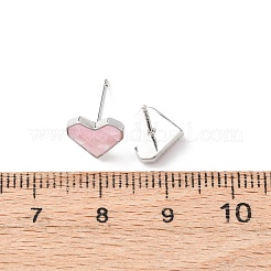 Серьги-гвоздики в форме сердца из латуни и эмали EJEW-I322-06P