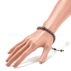 Bracciale con perline intrecciate poligonali in zirconi cubici a 4 colori con ematite sintetica&nbsp;BJEW-JB08048