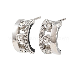 Orecchini a lobo da donna in acciaio inossidabile 304 con pavé di zirconi cubici.&nbsp;SA-CBAF36C-04B-P