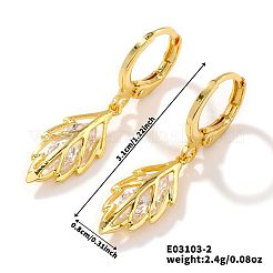 Шикарные мини-серьги-кольца из латуни в форме листа KE0855-2