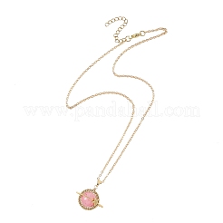 Collares de cadena de latón con colgante de planeta&nbsp;NJEW-TA00260-01