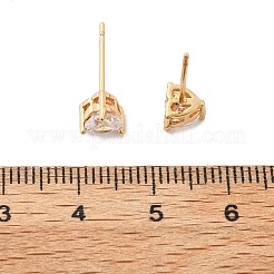 Женские серьги-гвоздики из латуни в форме сердца с фианитом EJEW-G428-29B-02