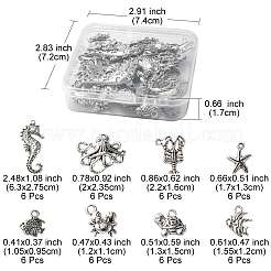 48 шт. 8 стильные подвески из сплава на тему морских животных в тибетском стиле FIND-FS0001-53