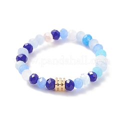 Женское кольцо на палец со стеклянными бусинами и кубом RJEW-JR00431