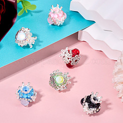 6шт 6 цвета бусины из полимерной глины со стразами FIND-TA0006-53