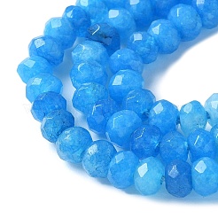 染め天然マレーシアジェイド翡翠ロンデルビーズ連売り  多面カット  ドジャーブルー  4x2~3mm  穴：1mm  約110~115個/連  14インチ&nbsp;X-G-E316-2x4mm-58