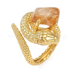Кольца-манжеты из натурального желтого кварца змеиного цвета&nbsp;RJEW-K286-10G-01