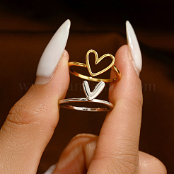 Нерегулярные двойные сердца 925 стерлингового серебра наборные кольца для женщин DW2837-4