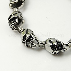 Braccialetti da uomo in acciaio inossidabile 304 anti-ossidazione con teschio per Halloween&nbsp;BJEW-C383-01