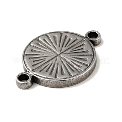 チベットスタイルの304ステンレススチールコネクタチャーム  フラットラウンド  アンティークシルバー  21x15x2mm  穴：1.8mm&nbsp;STAS-G278-15AS