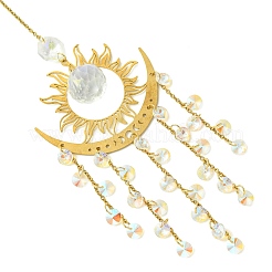 Atrapasueños de sol y luna de latón y acero inoxidable 304&nbsp;HJEW-JM05013