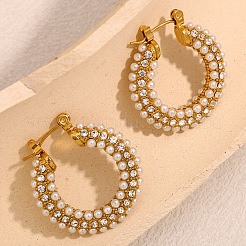 Серьги-кольца из нержавеющей стали 304 с прозрачным кубическим цирконием FS-WG9488F-01