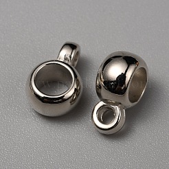 Ccb プラスチック チューブ ベイル  ループベイル  ロンデルペンダントベイル  プラチナ  12x8x5mm  穴：1.8mm  内径：4.8mm&nbsp;CCB-WH0008-01B-P