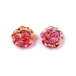 透明な腹筋プラスチック ビーズ  片穴  花  レッド  15x16x6.5mm  穴：1.2mm&nbsp;KY-G019-01D