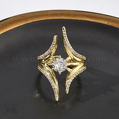 Anelli aperti con polsino in ottone micro pavé di zirconi cubici per donna&nbsp;RJEW-L343-09G-01
