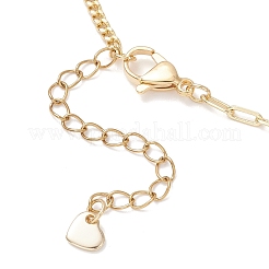 Цепочки-скрепки из латуни с панцирным плетением и подвесками в форме сердца на концах цепочек из нержавеющей стали 201 NJEW-JN05553