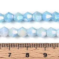 Антикоррозийные гальванические биконические стеклянные бусины EGLA-T021-6mm-16-08